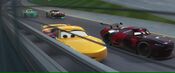 Aaron in eleventh place on 2018 Florida 500 lap 379/500. (Cars 3)