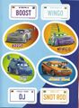 Illustrations of the cars, as well as their license plates.