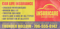 An Insuricare billboard from the Thunder Hollow Speedway