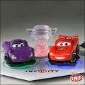 Lightning McQueen and Holley Shiftwell figures, and Cars Play Set Piece on the Infinity Base