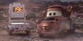 Mater with a radar speed sign.