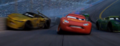 McQueen maneuvering through Cam's crash.